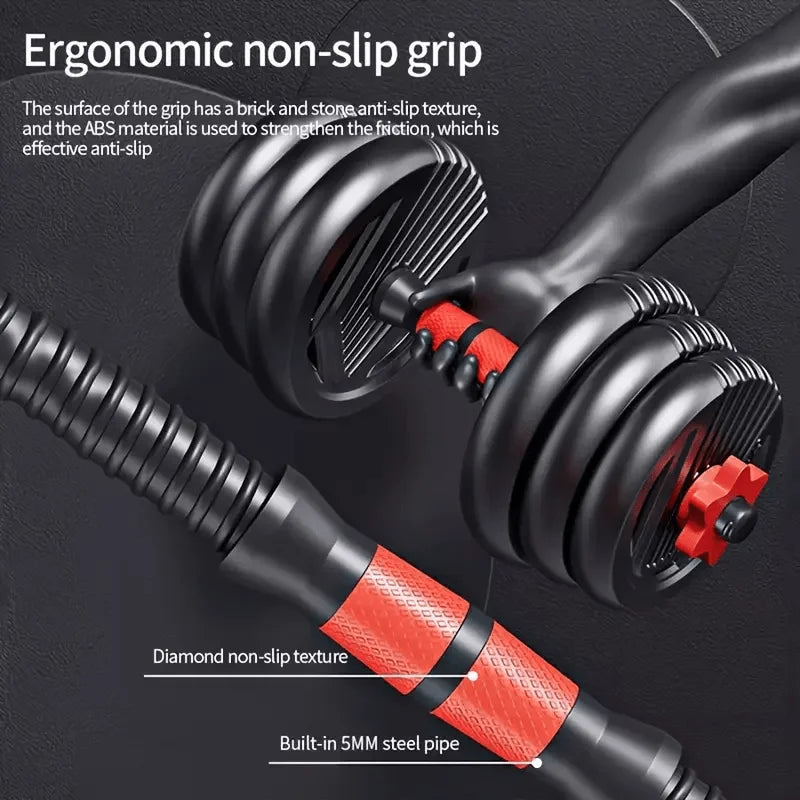Adjustable Dumbbell Set, 90 Lbs Free Weight Set with Upgrade Nuts, 4-in-1 Weight Set Can Be Used As Kettlebell, Barbell, Push