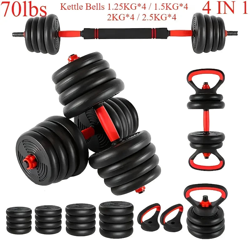 Adjustable Dumbbell Set, 90 Lbs Free Weight Set with Upgrade Nuts, 4-in-1 Weight Set Can Be Used As Kettlebell, Barbell, Push