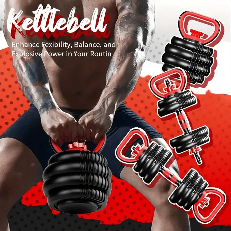 Adjustable Dumbbell Set, 90 Lbs Free Weight Set with Upgrade Nuts, 4-in-1 Weight Set Can Be Used As Kettlebell, Barbell, Push