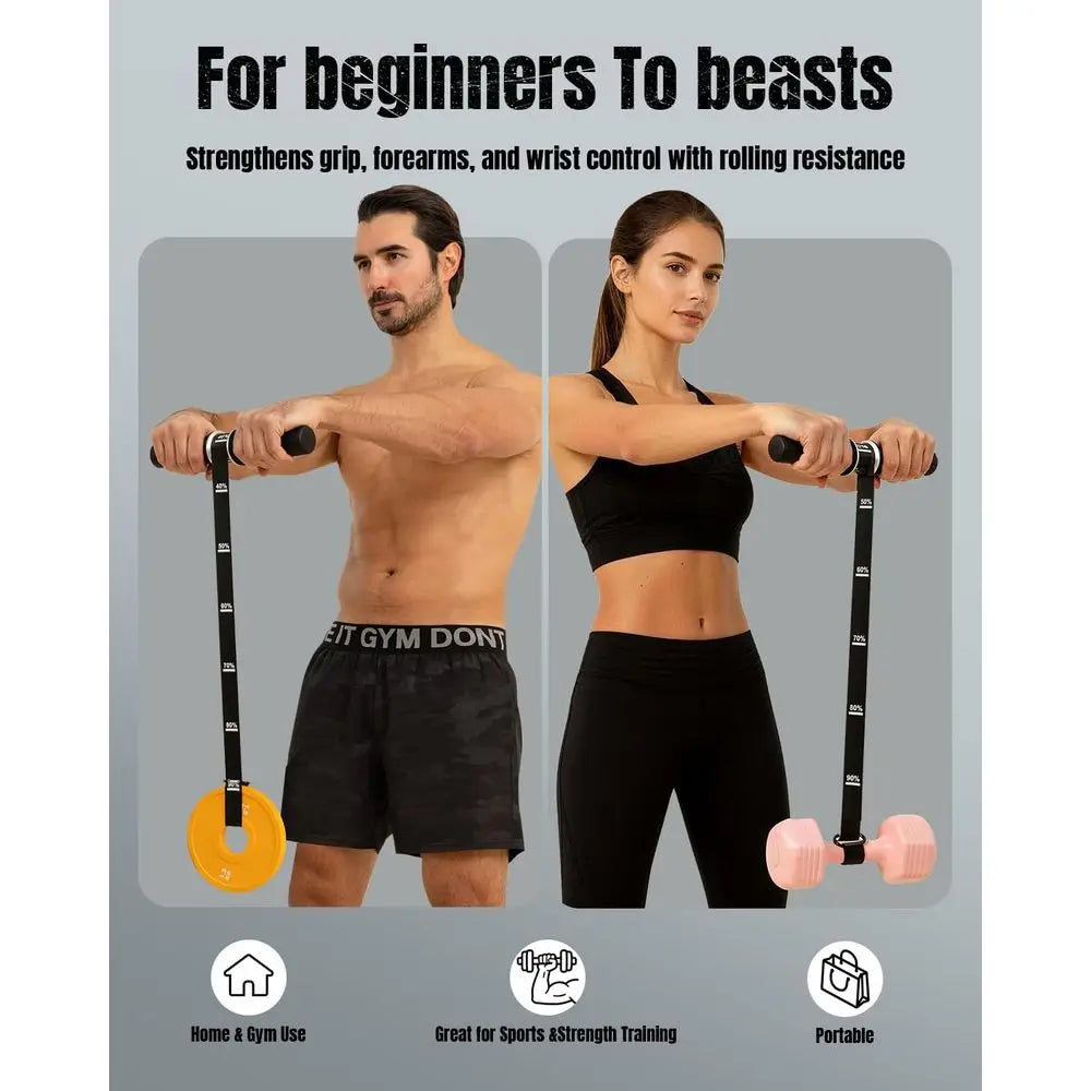 Forearm Strengthener & Exerciser, Wrist Roller with Silicone Grip, Heavy-Duty Strap for Grip Strength and Muscle Recovery