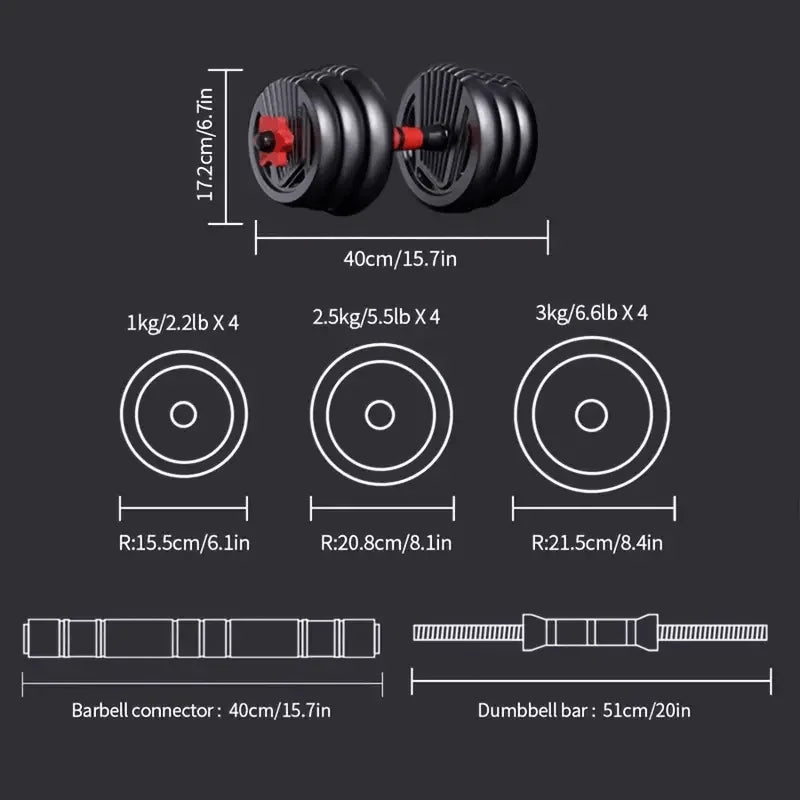 Adjustable Dumbbell Set, 90 Lbs Free Weight Set with Upgrade Nuts, 4-in-1 Weight Set Can Be Used As Kettlebell, Barbell, Push
