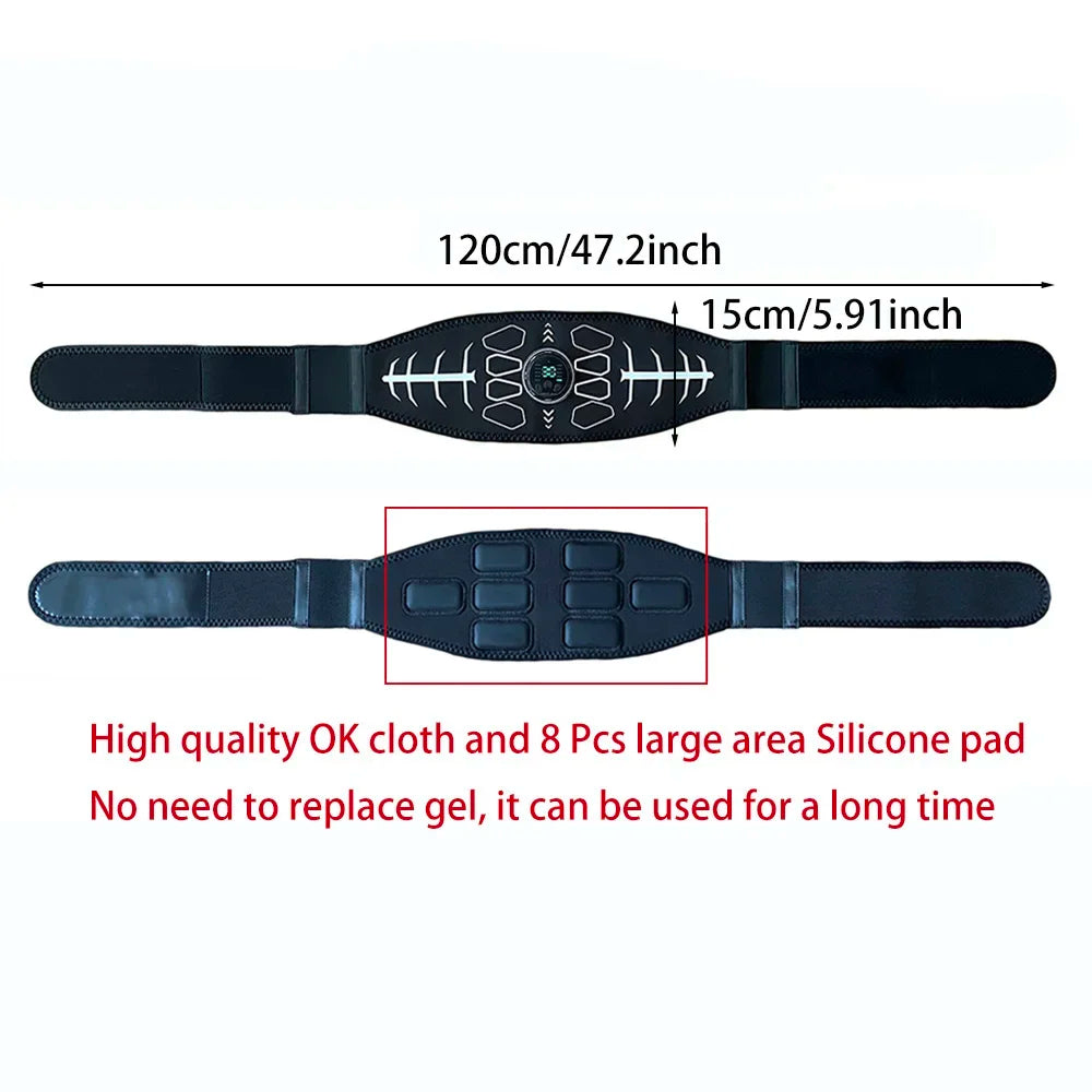Abdominal Toning Belt Muscle Toner EMS Muscle Stimulator Abs Trainer Recharge Body Massager Weight Loss Fitness Equipment Unisex